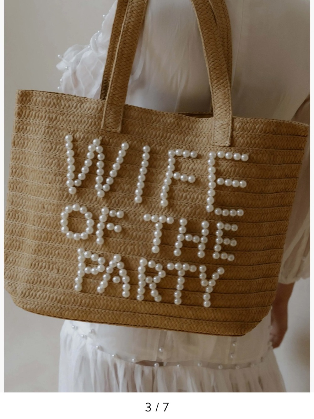 Anthropologie Untamed Petals Beach Bag Pearl Wife of the Party Bachelorette tote